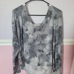 PINK Long Sleeve Grey Top, Size L